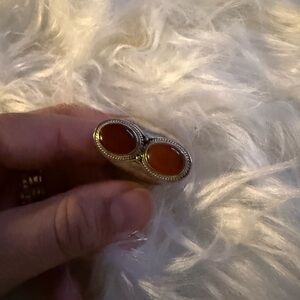 Beautiful Red Double Stone Sterling Silver Ring Size 8.5